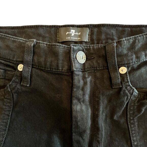 7 For All Mankind Dojo Ultra High-Rise Seamed DOJO Flare Jeans Black Sz 26 - Picture 6 of 9